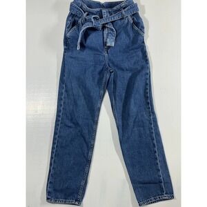 H&M Divided Women's Denim Jeans Blue Self-tie Belt Streetwear Paperbag Size 2